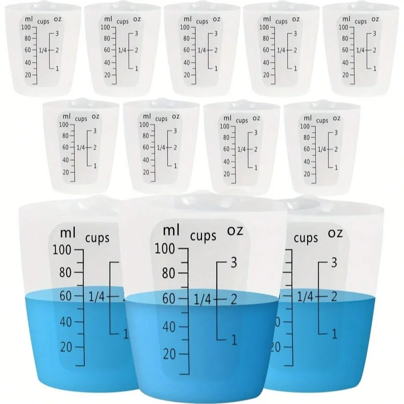 

Модернизированные мерные стаканы на 100 мл, 12 упаковок, штабелируемая конструкция для кухни, выпечки, приготовления пищи с удобным носиком, не содержит BPA (безопасность для еды)