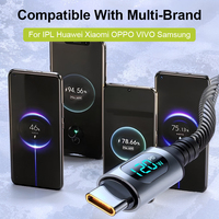 MeeGoo 6A 120W USB A to Type C Super Fast Charging Cable With Led Digital Display for Xiaomi Redmi POCO Samsung Nylon Braided