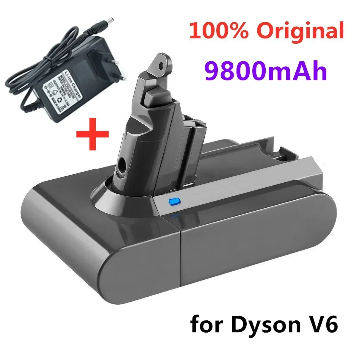 

21.6V 9800mAh Li-ion Battery for Dyson V6 DC58 DC59 DC62 DC74 SV09 SV07 SV03 965874-02 Vacuum Cleaner Battery L30+charger