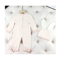 New 2024 Fashion Brand Kids Letter Style Newborn Baby Clothes Warm Knit Sweater Blanket Toddler Boy Girls Romper And Hat