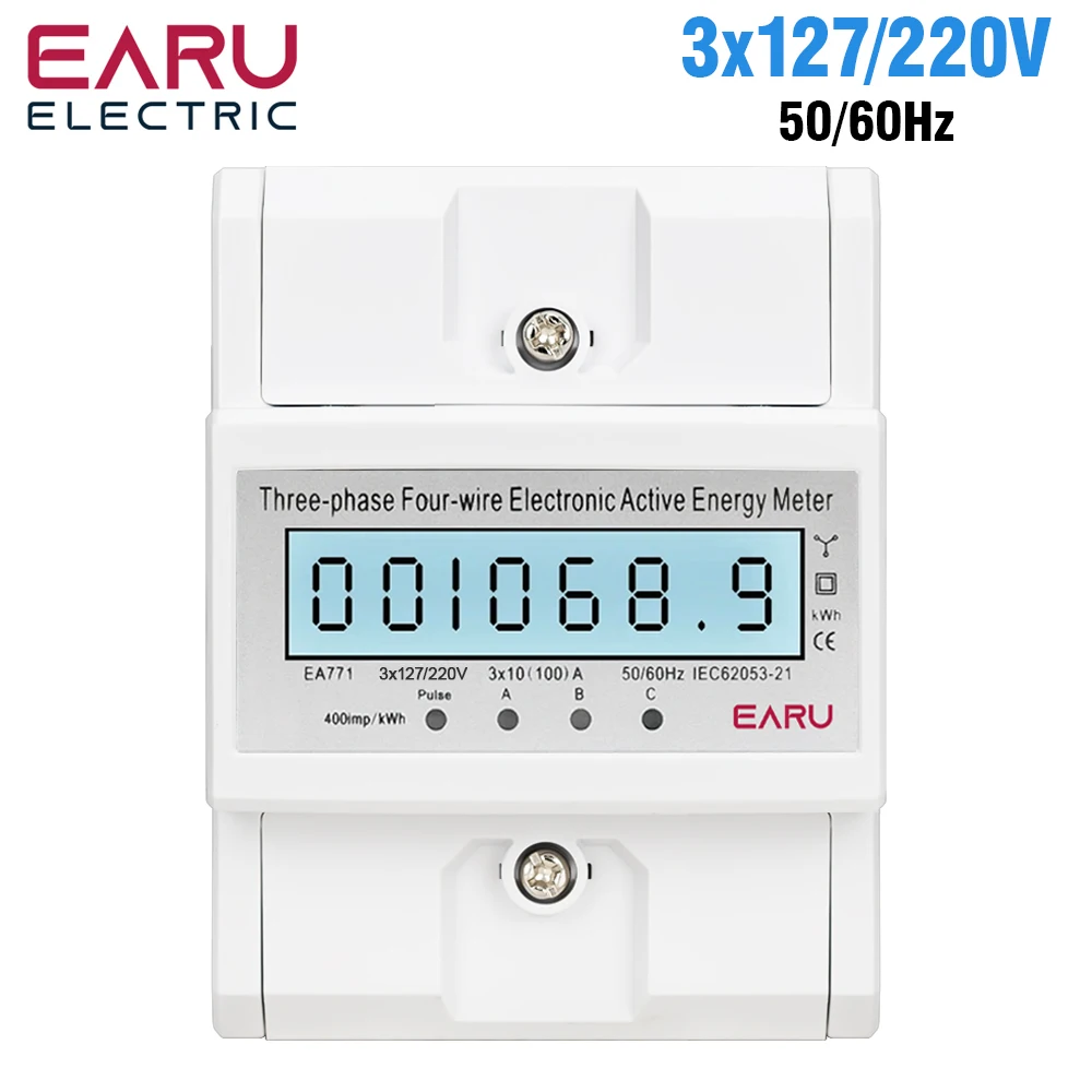 EARU Dreiphasen-Energiezähler mit Hintergrundbeleuchtung, bidirektionaler Stromzähler kWh, RS485-Fernkommunikation zur Zählerablesung, AC 380V
