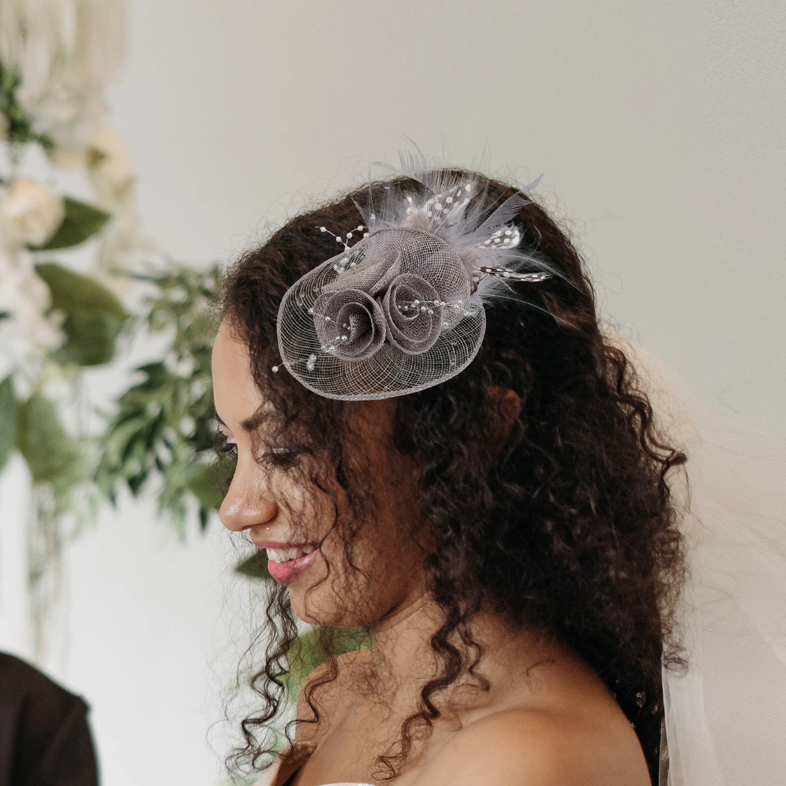 

Bride Headpiece Wedding Flower Clip Brooch Fascinator Hair Accessories Women Adjustable Placement Comfortable Elegant