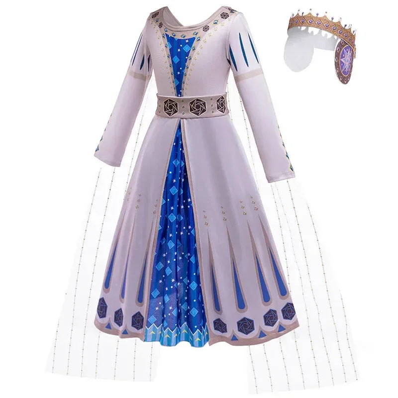 qq38Movie Wish Asha Dahlia Princess Cosplay King Magnifico Costume Christmas New Year Evening Dress Birthday Party for Kids