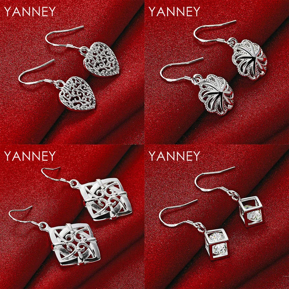 

New 925 Sterling Silver Delicate Heart Hollow Earrings Women Party Accessories Gift Jewelry Wedding