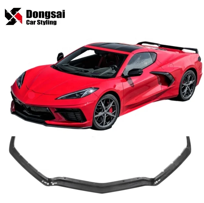 For Chevrolet Corvette C8 Dry Carbon Bumper Front Bumper Lip Rocker Winglet Splitter Sport Style 2020+