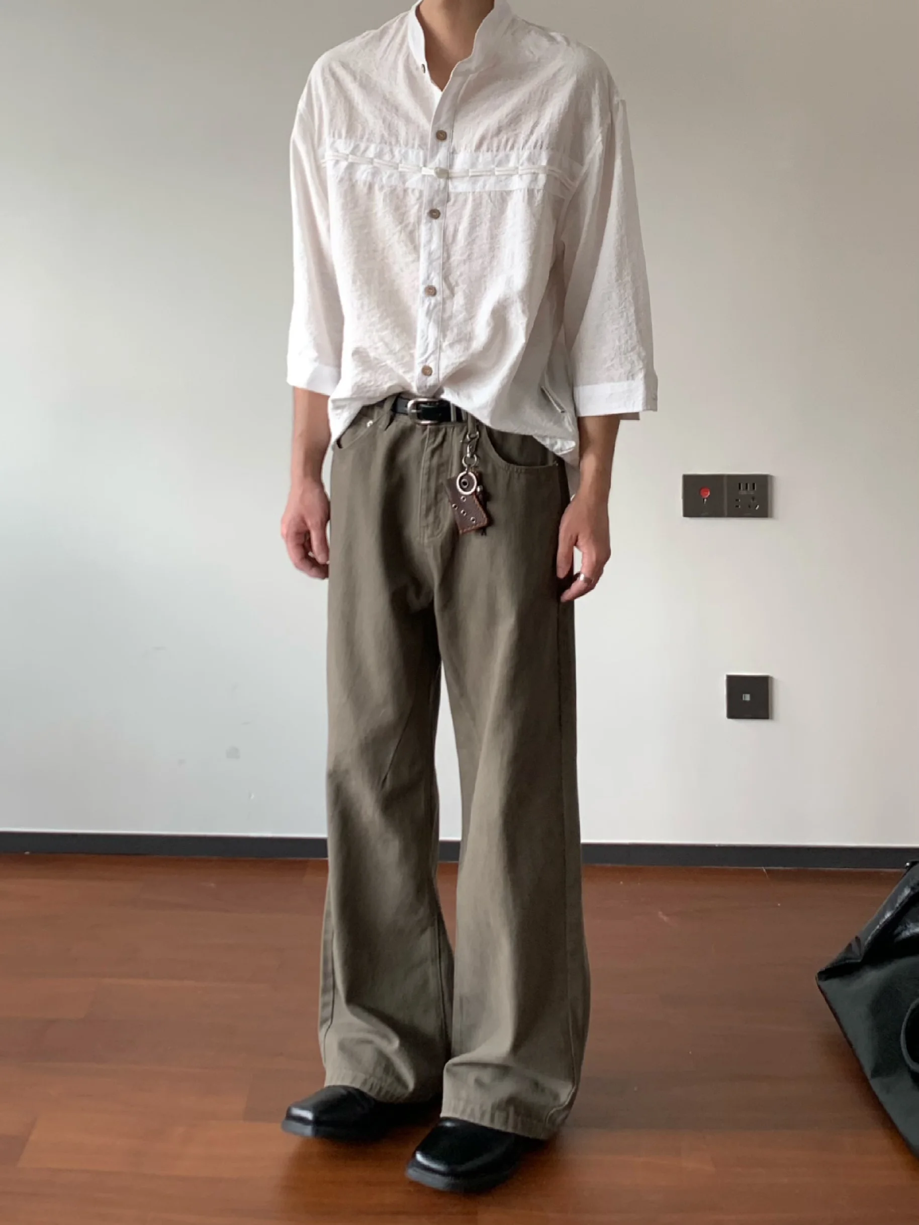 

Темно-коричневые свободные прямые джинсы в американском ретро-стиле, молодежные повседневные хлопковые джинсовые брюки прямого кроя