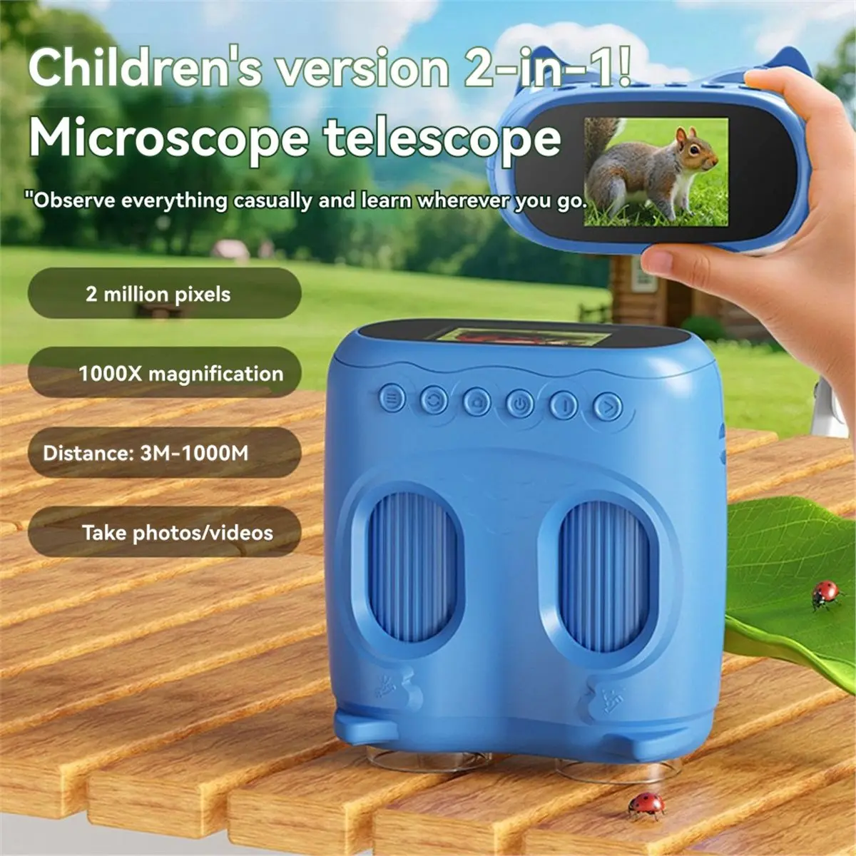 

Микроскоп-телескоп 2 в 1, детские оптические развивающие игрушки, 2 МП, HD-камера, детский микроскоп, 1000x рождественские подарки B