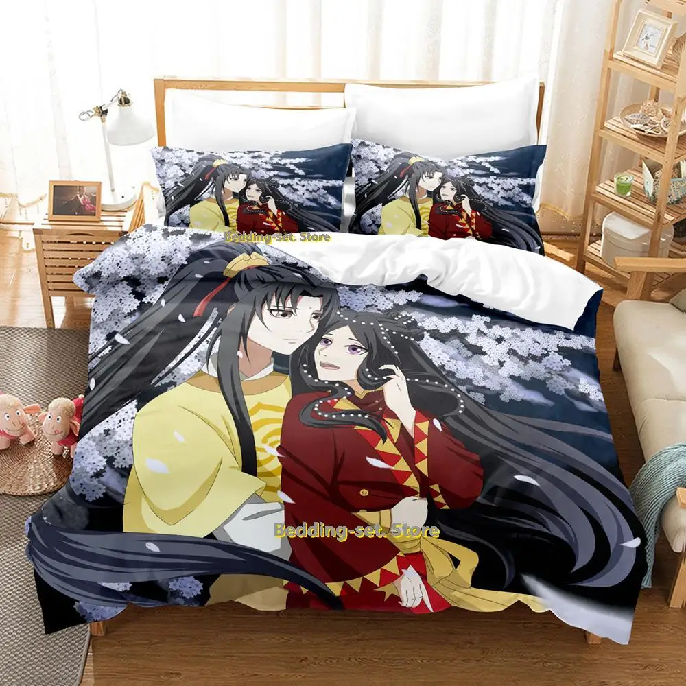 New Mo Dao Zu Shi Wei Ying and Lan Zhan Bedding Set Cartoon Anime three-piece set Adult Kid Bedroom Duvetcover Sets 3D Kawaii