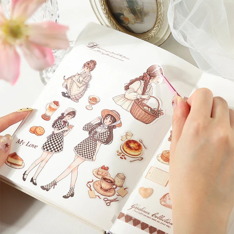 Encounter Charming Lady Series Dual-material Stickers Retro Character Material Collage Sticker DIY Journal Scrapbook Diary Decor