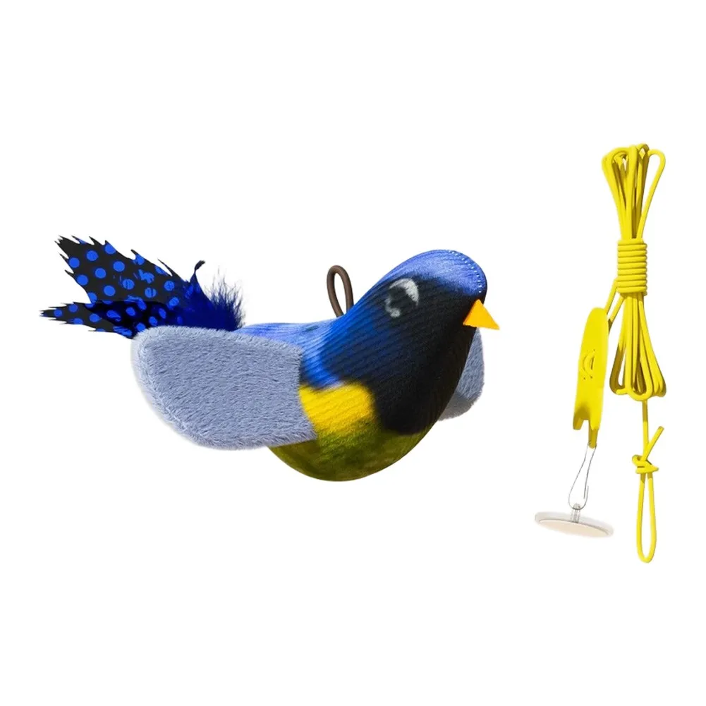 Jouet interactif pour chat, conception d'oiseau réaliste avec herbe-aux-chats et son de rincement pour jeu actif pour plumes en fibres de Polyester