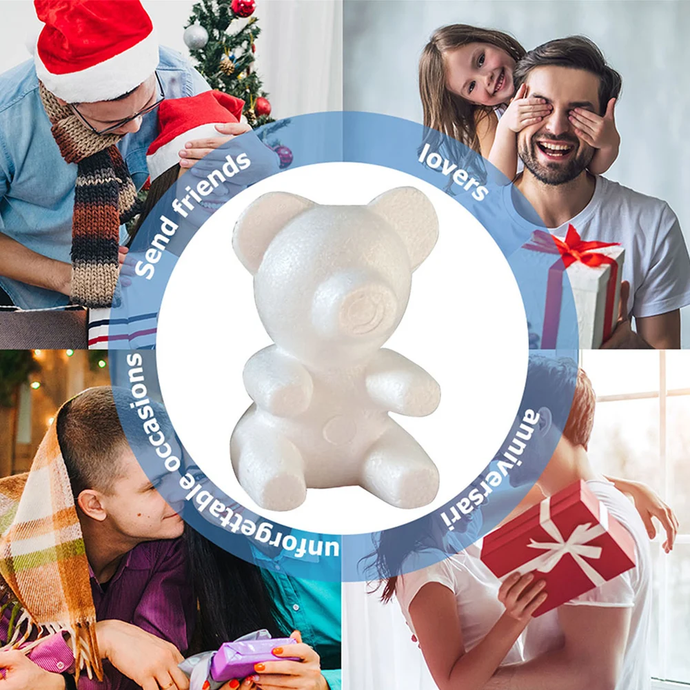 ดอกกุหลาบประดิษฐ์ DIY ขนาด 20 ซม. ทำจากโฟมโพลีสไตรีน รูปหมีสีขาว สำหรับงานแต่งงาน วันวาเลนไทน์ และตกแต่งบ้าน