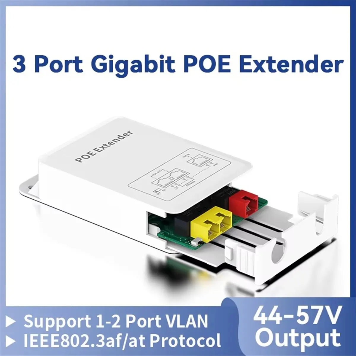 (A99Z] New 3 Port Gigabit POE Repeater 1000M Outdoor Rainproof Network POE Extender VLAN 44-57V 30W for POE Camera Wireless AP