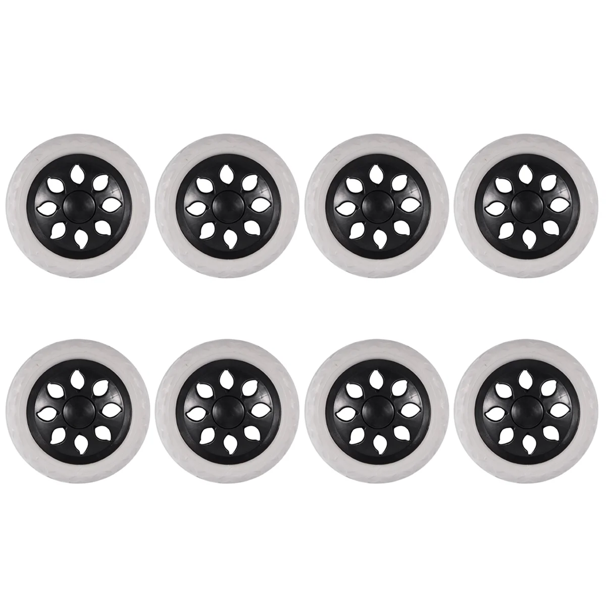 8X Black White Plastic Core Foam Shopping Trolley Cartwheel Casters