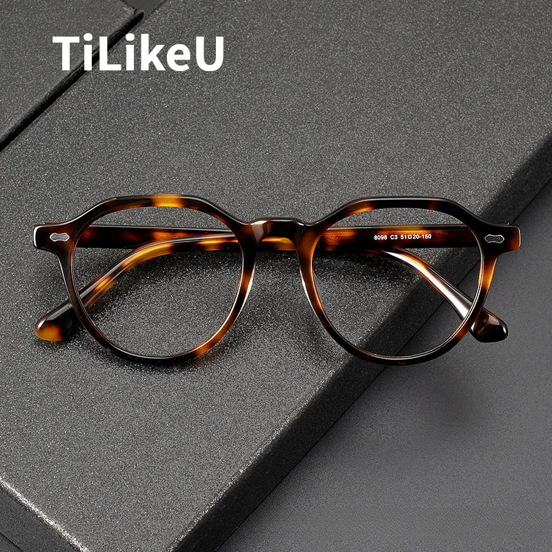 

2025 Korean Style Acetate Eyeglasses Frame Brand Same Retro Alien Polygonal Big Face Literary Optical Glasses for Men Women New