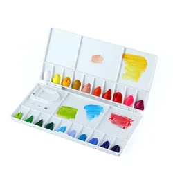 25 Putten Vouwen Compact Verf Palet Doos Met Deksel Voor Paint Color Mixing Gereedschap Kunst Levert