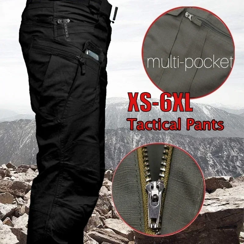 Plus Size 6XL City Casual Cargo Trousers Men Outdoor Sports Pants Multi Pockets Elastic Tactical Pant Waterproof Men's Clothing