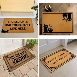 Cute Cat Print Mat Wrinkle-Resistant Doormat Outdoor Entrance Floor Decorative Washable Carpet Non-slip Easy To Clean Room Rug