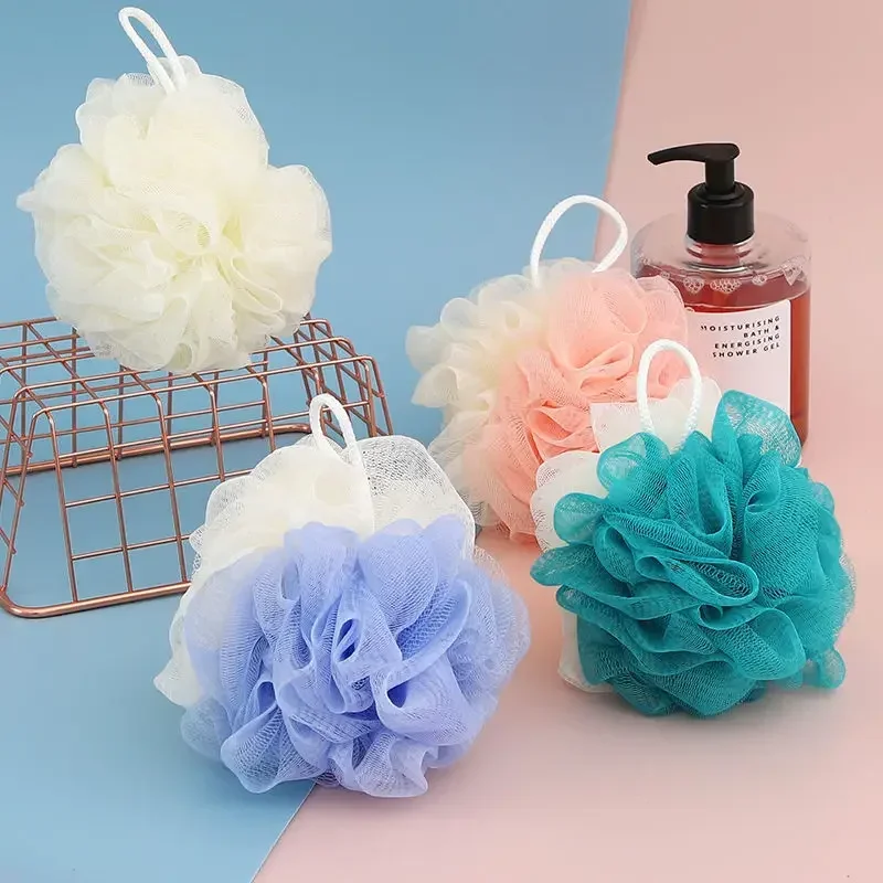 1PC Large Bath Ball multi-Color Blocking PE Bath Flower Soft Scrubbing Bubble Net Two Color Bath Flower Bathing Accessories Pink