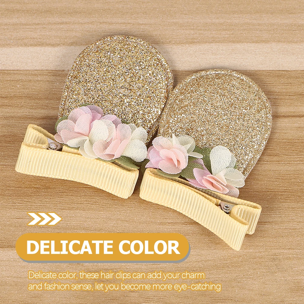 

4pcs Bunny Ear Hair Clips For Girls Toddlers Barrettes Non-Woven Fabric Delicate Color Comfortable Wedding Party
