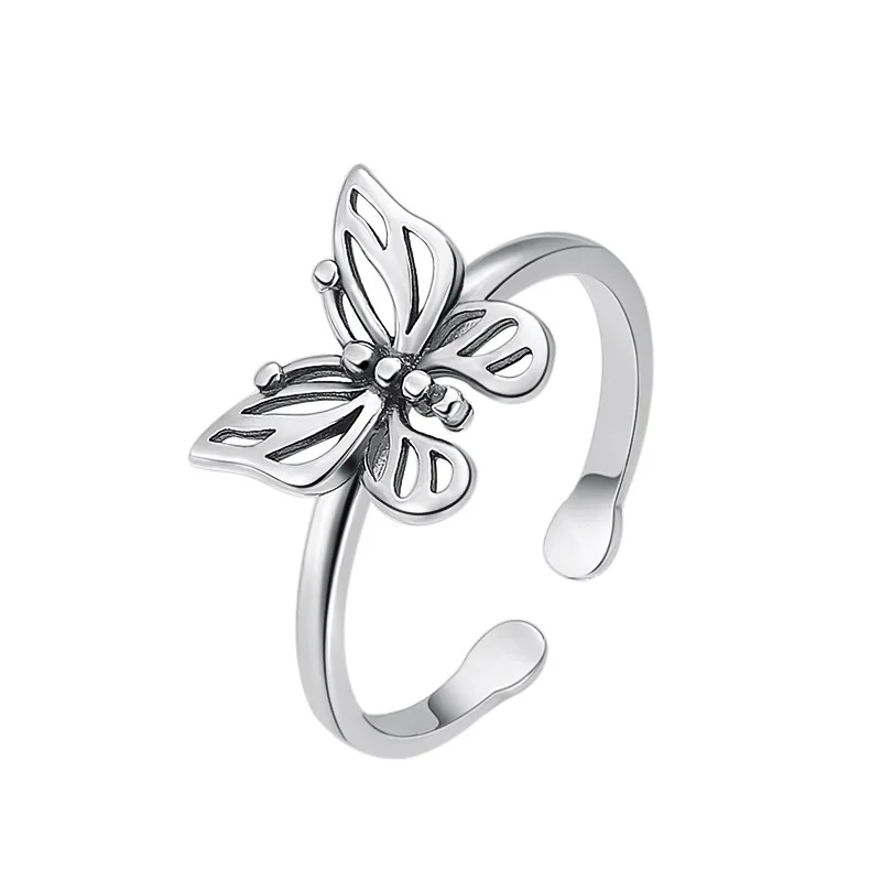 s925 sterling silver jewelry korean style simple exquisite butterfly tail ring personalized fashion women's open ring wholesale view 5