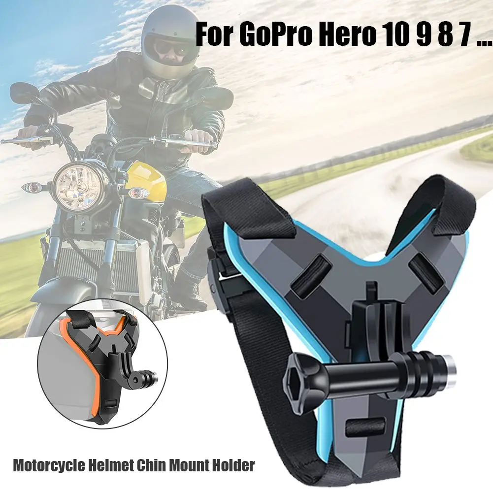 Sports Holder Action Helmet Chin Stand Full Face Motorcycle Helmet Straps Mount For GoPro Hero 10 9 8 7 6 5 4 3