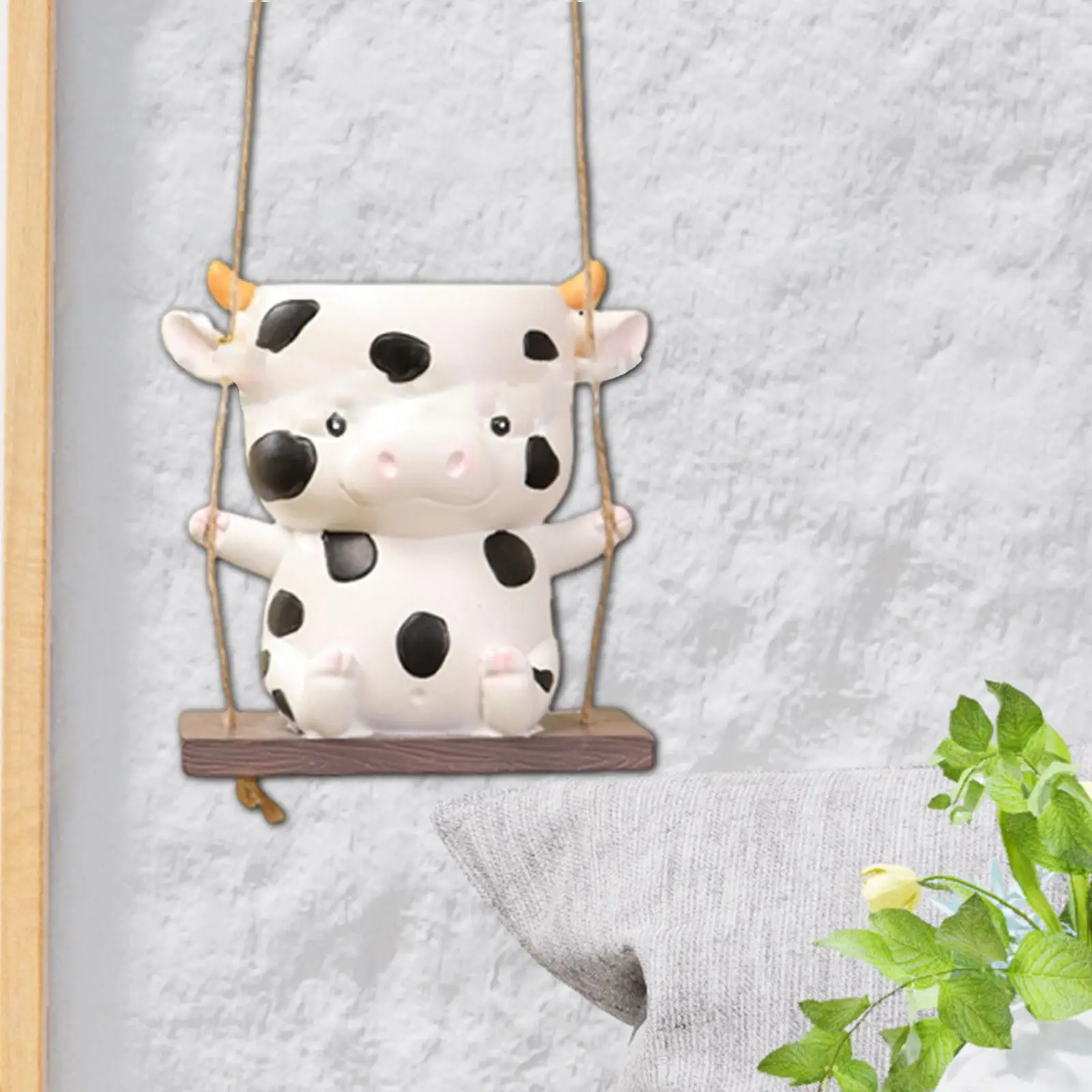 Cow Figurine Hanging Planter Pot Flower Pot for Housewarmings Gift Cute Multipurpose Lightweight Decoration