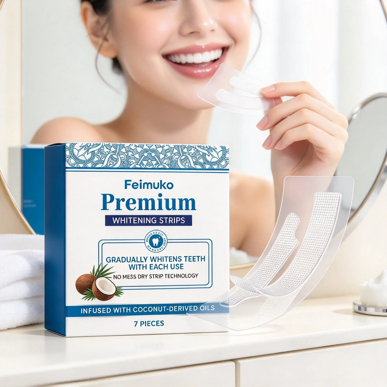 Whitening Strip 3D - 7개입 페이무코 3D 화이트 스트립, 눈부신