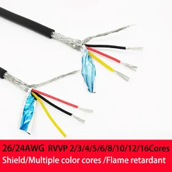 1/5/10Meters RVVP Shielded Cable 28/26/24 AWG 2/3/4/5/6/7/8/10/12/14/16 Cores Tinned Copper Wire Black Insulated PVC Audio Cable