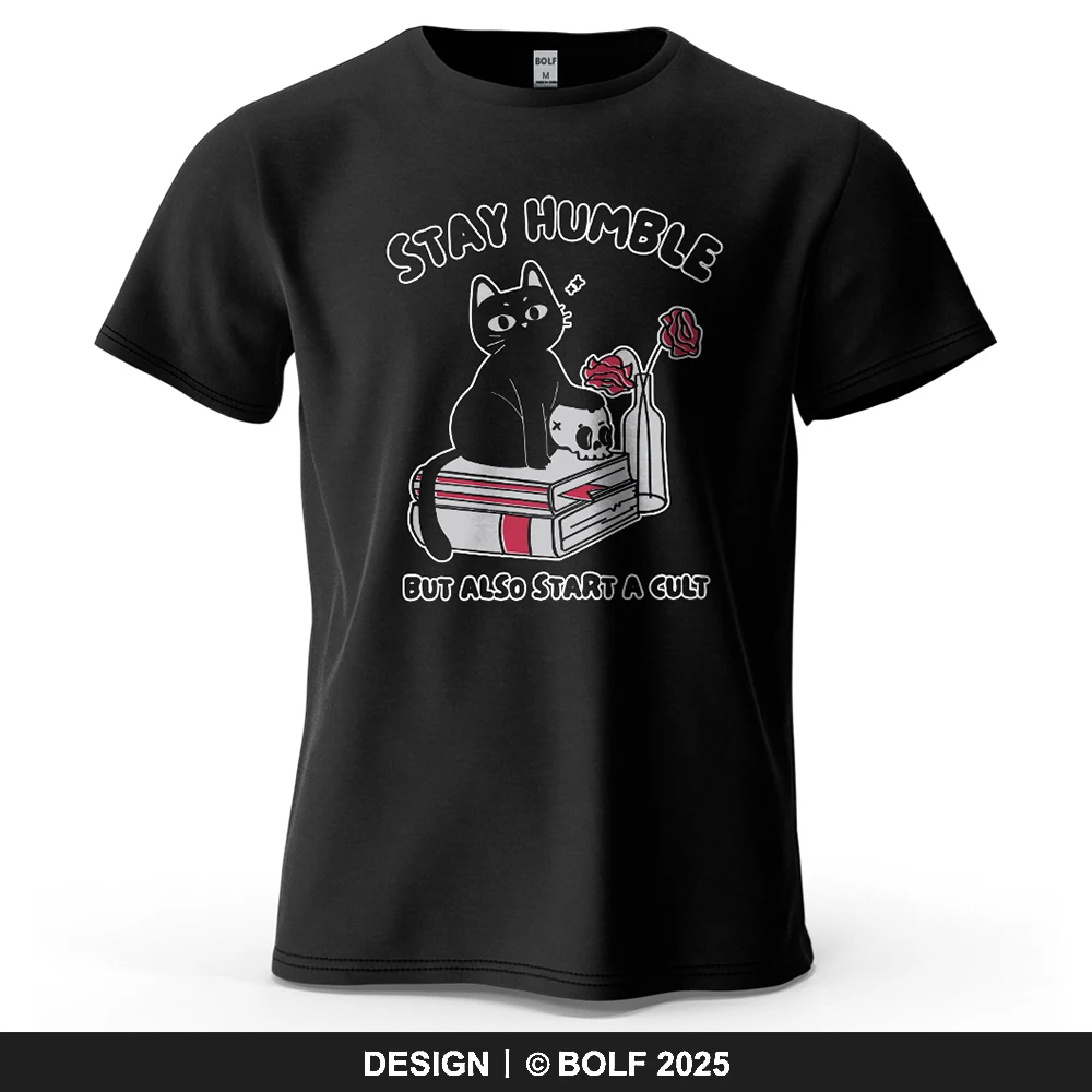 Stay Humble Cartoonish bedrucktes Herren-T-Shirt aus 100 % Baumwolle, übergroß, lustiges Meme-Grafik-T-Shirt für Damen, T-Shirts, Streetwear