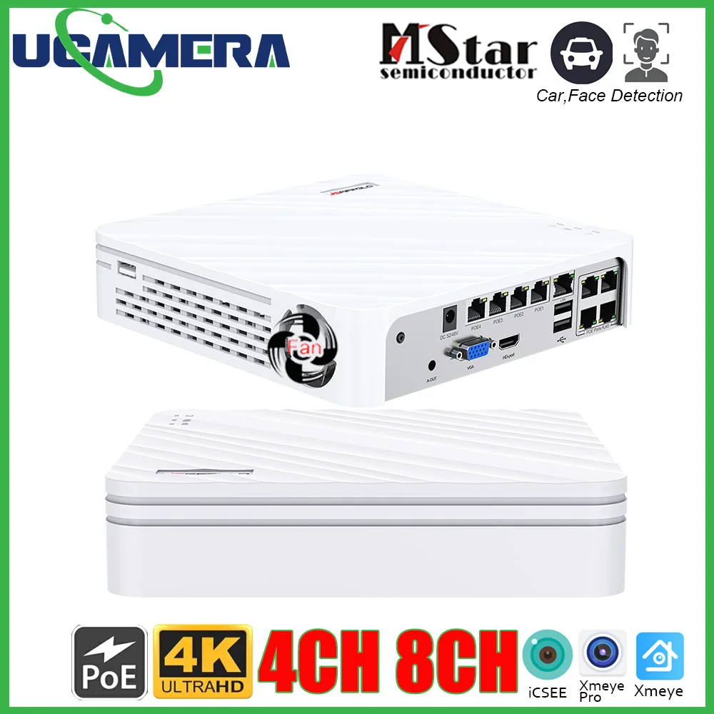 Профессиональный 8-канальный 4K POE NVR с поддержкой нескольких разрешений до 8MP 4K видеовход