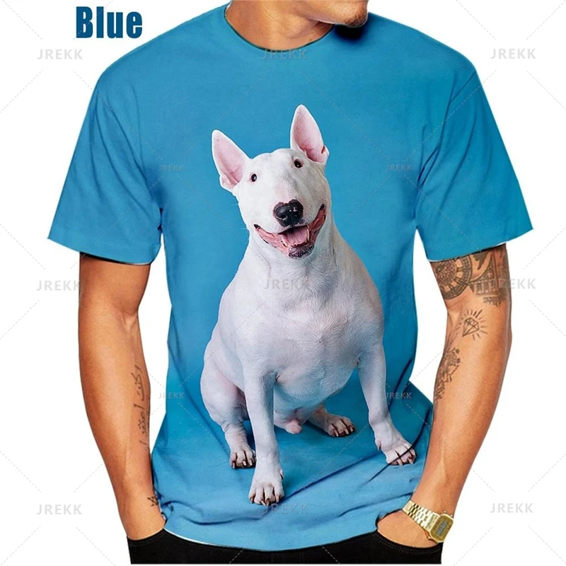 

Fashion 3D Bull Terrier Printing T Shirt For Men Animal Bulldog Graphic Tee Shirts Kid Funny Streetwear Short Sleeve Shirts Tops