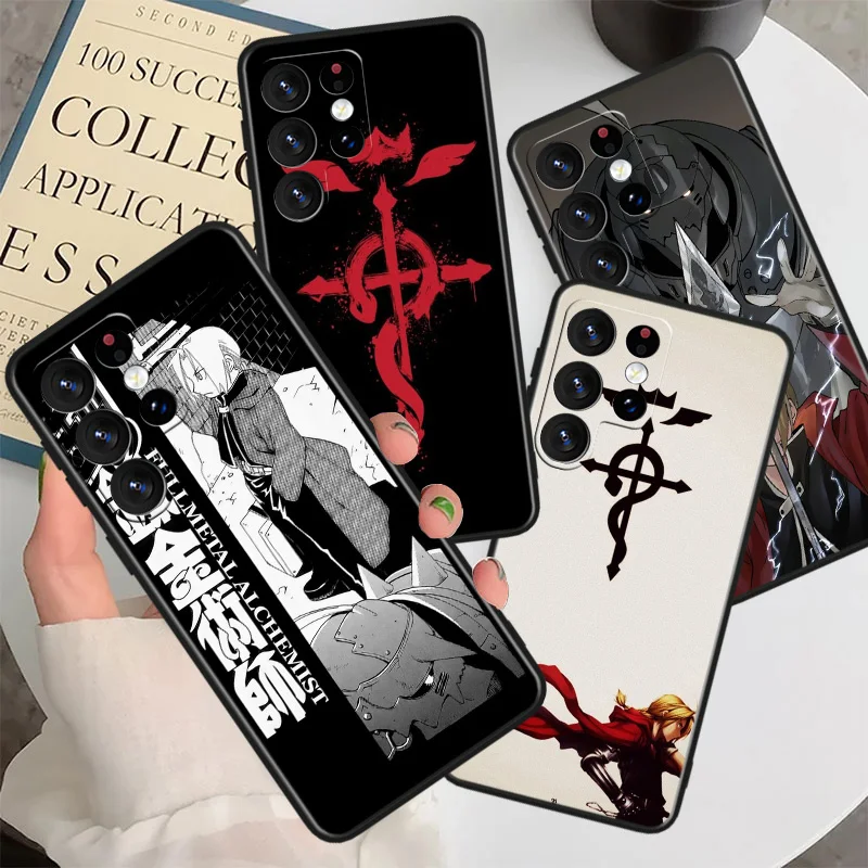 Fullmetal Alchemist Edward Elric Phone Case For Samsung Galaxy S24 S23 S22 S21 S20 S10E Ultra Plus Lite FE Black Silicone Cover