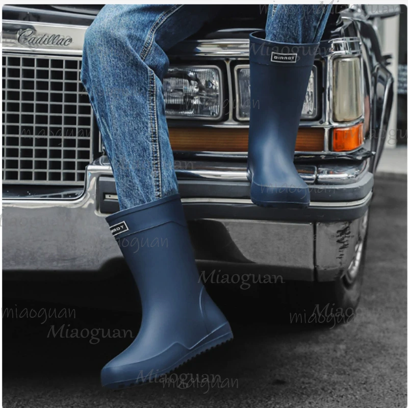 

Новые модные мужские непромокаемые сапоги до середины голени, нескользящие рабочие резиновые сапоги для активного отдыха, рыбалки, удобная повседневная обувь для мужчин