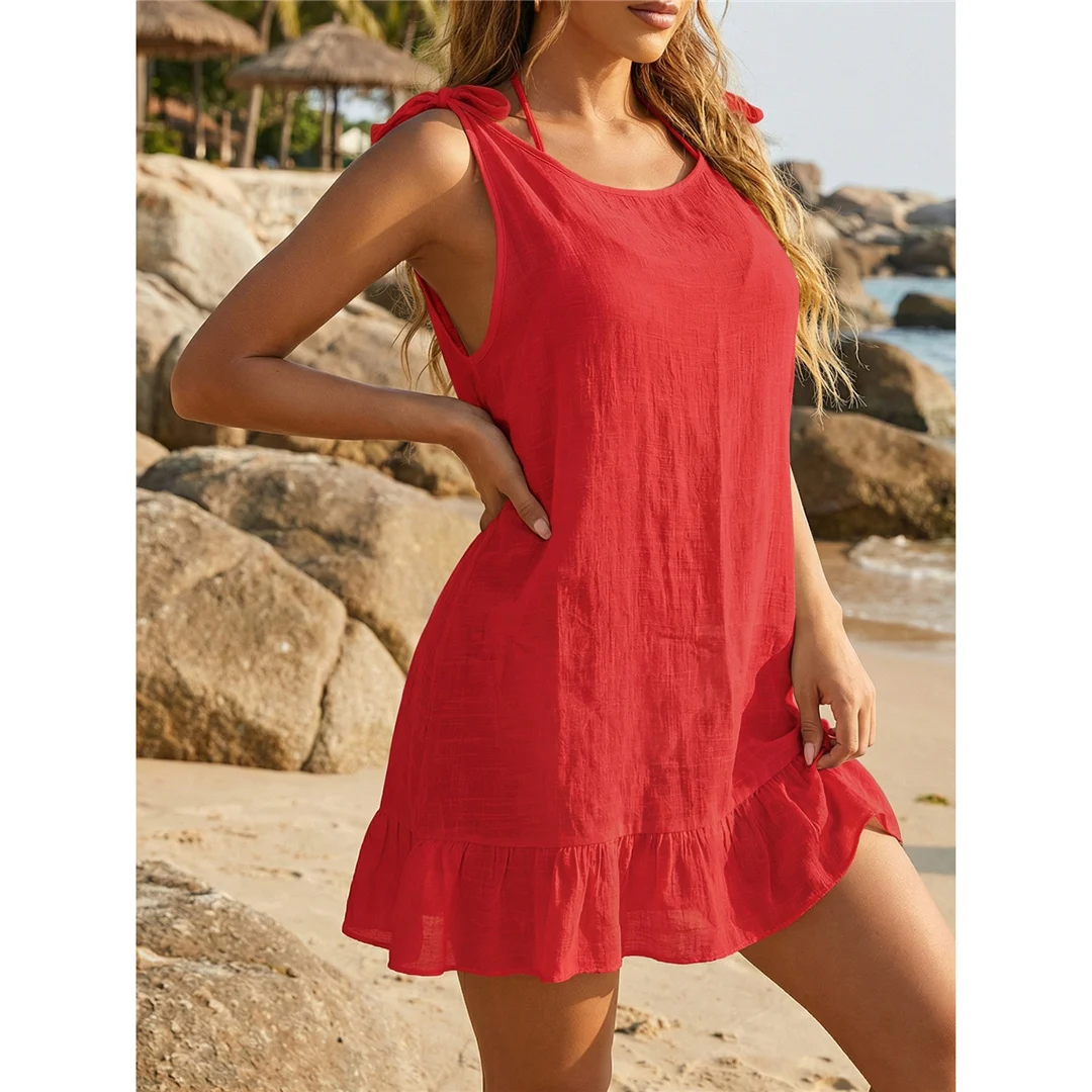 10 Farben, rückenfreies, gehäkeltes, gestricktes Tunika-Strandkleid, Strandkleid, Strandmode, Damen, V8300 – Detail 29