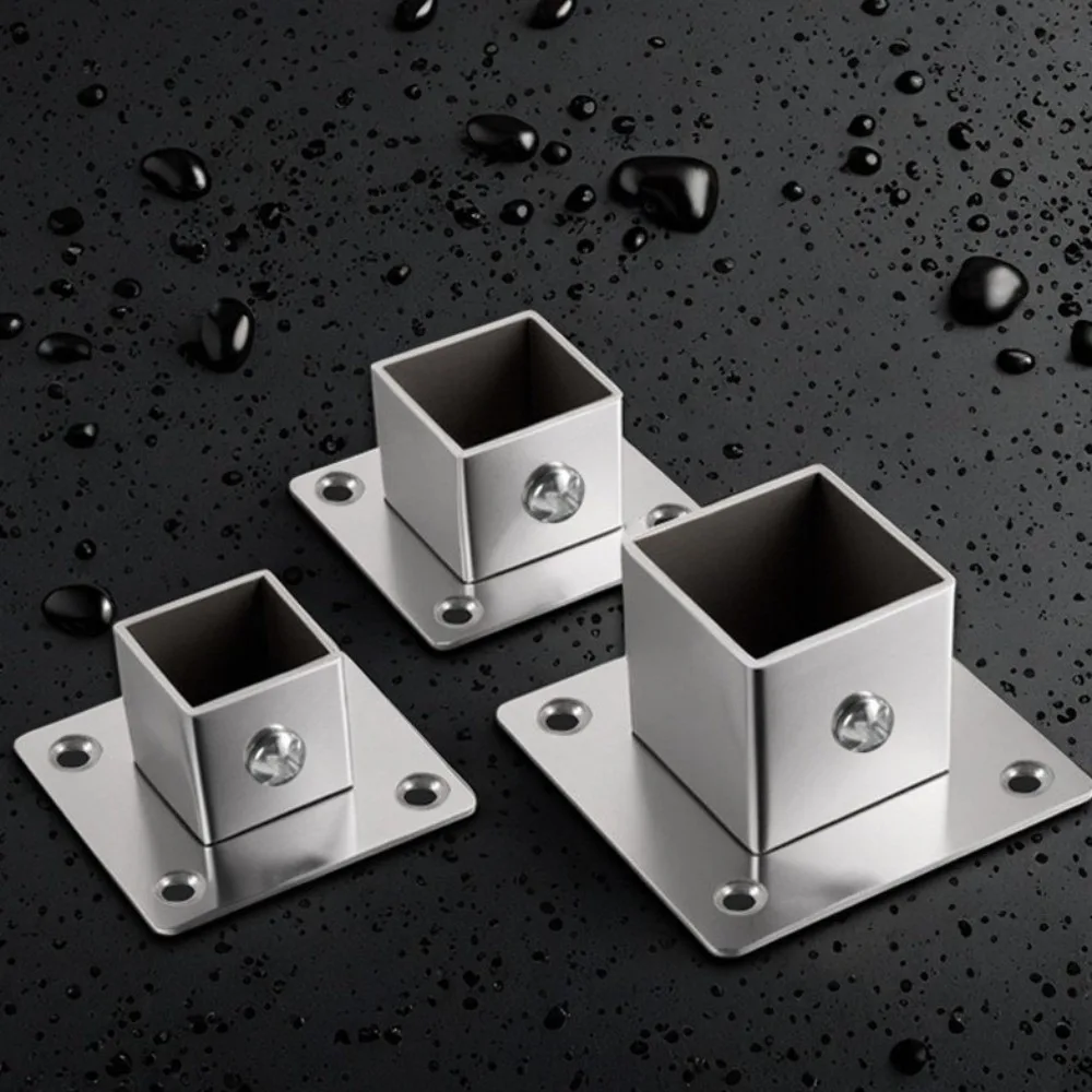 New Stainless Steel Square Tube Connector Set Heavy Duty Rustproof Flange Base 20/25/30/40mm Elbow Corner Joint Fence
