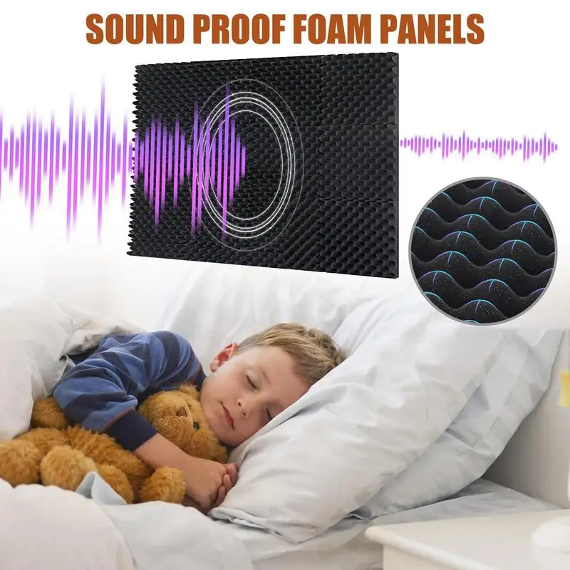 

Sound Proof Foam Panels For Walls 12Pcs Noise Dampening Panels Self-Adhesive Panel 11.8 X 11.8 X 1.3 Inch High Density Sound