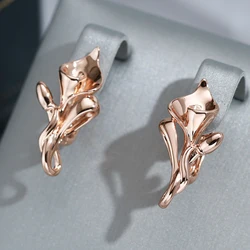 Wbmqda Elegant Fashion Tulip Shape Drop Earrings For Women 585 Rose Gold Color High Quality Daily Jewelry Trend 2023 New Items