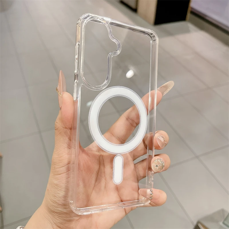 Funda magnética transparente original para Samsung Galaxy S26 S25 S24 S21 FE S22 S23 Ultra Plus A17 A16 A55 A36 A07 A54 3