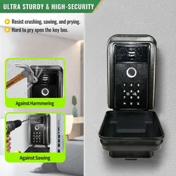 TTlock/Tuya Smart Key Lock Box Wall Mounted Aluminum Alloy Key Safe Box Waterproof With Code Key Storage Lock Box Indoor Outdoor
