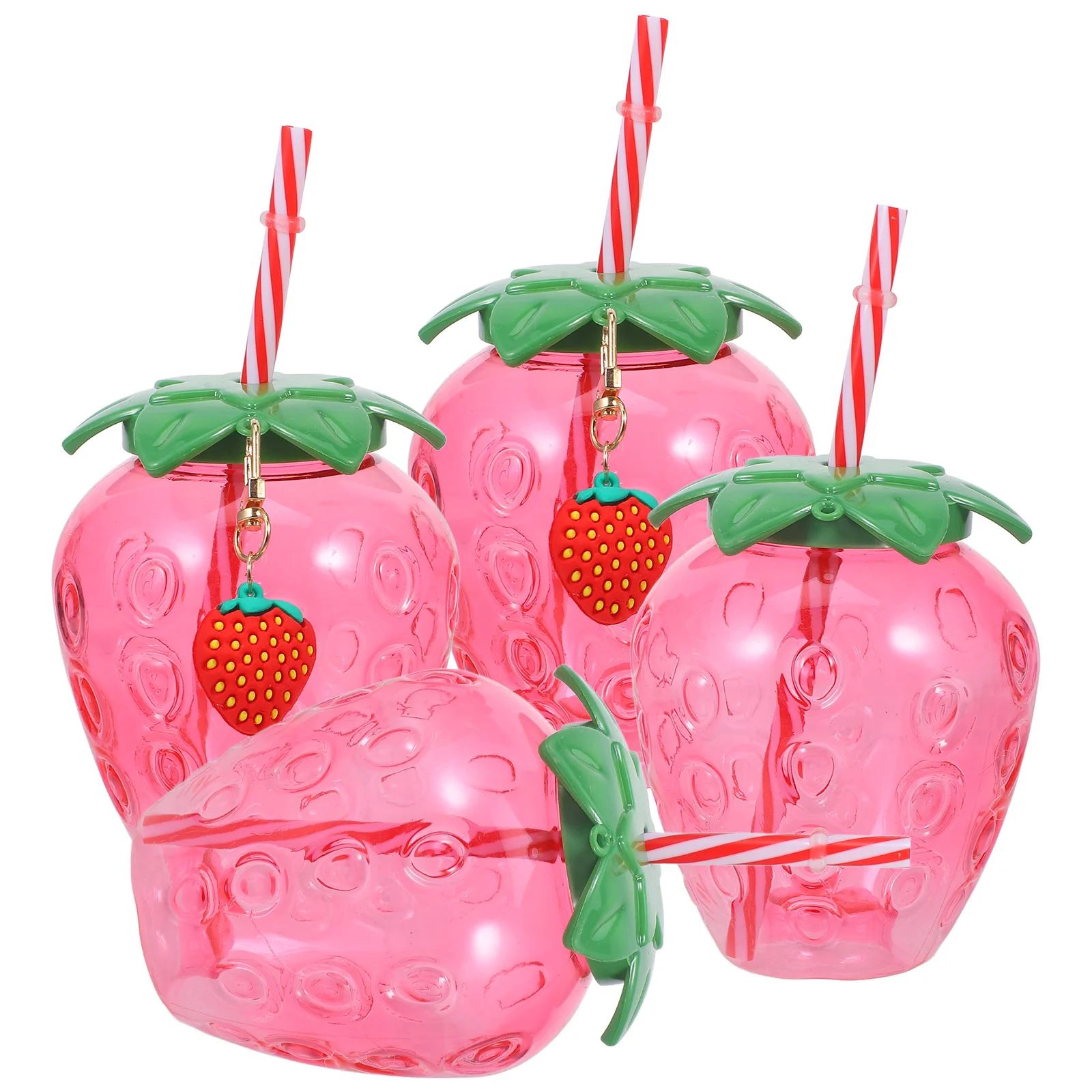 

4 Pcs Strawberry Sippy Cup Milk Tea Cups Bottles Plastic Cocktail Drinking Sand