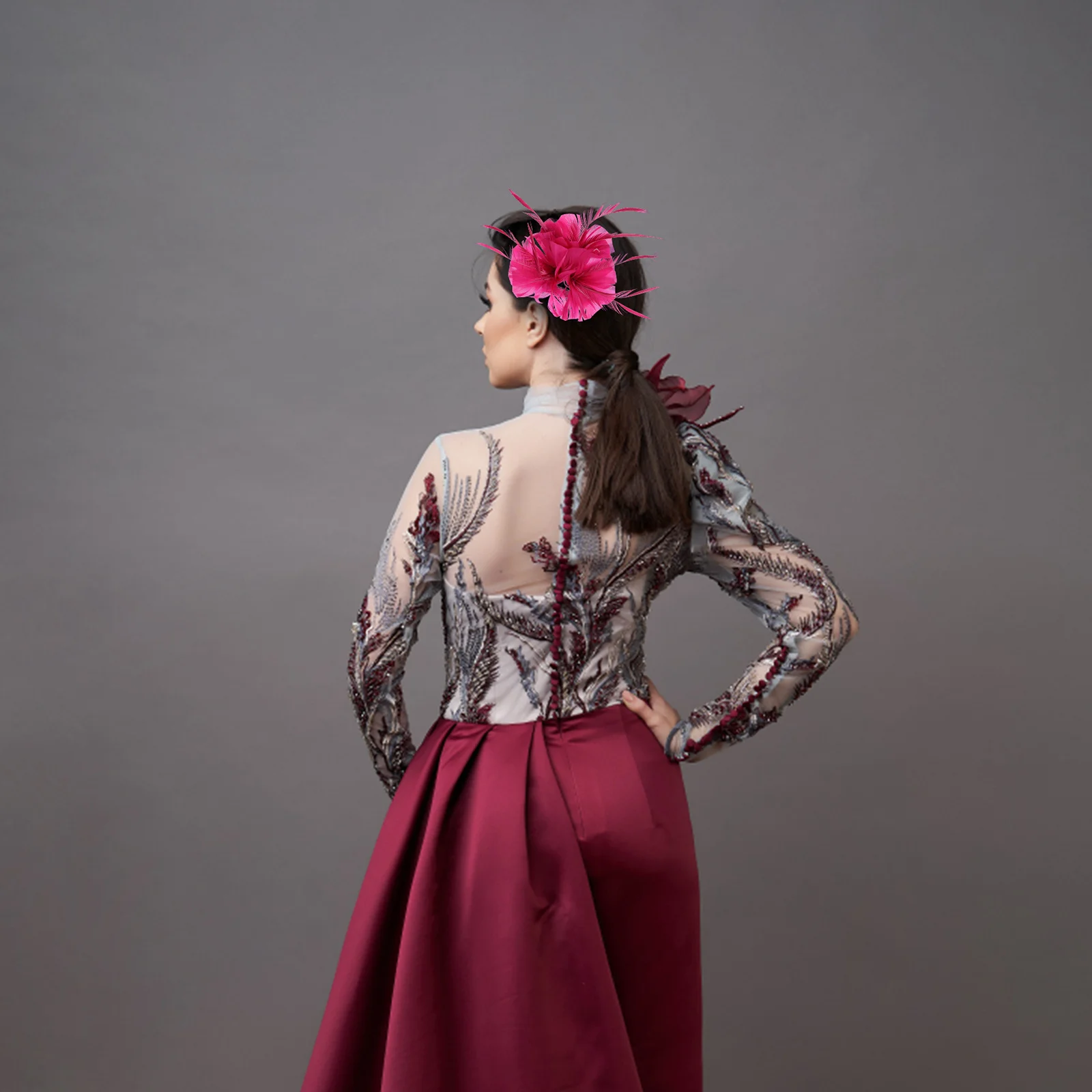 

1Pcs Plume Hair Side Clip Elegant Bridal Hairpin Party Prom Dressy Hair Accessories Women Side Clip Plume Headdress