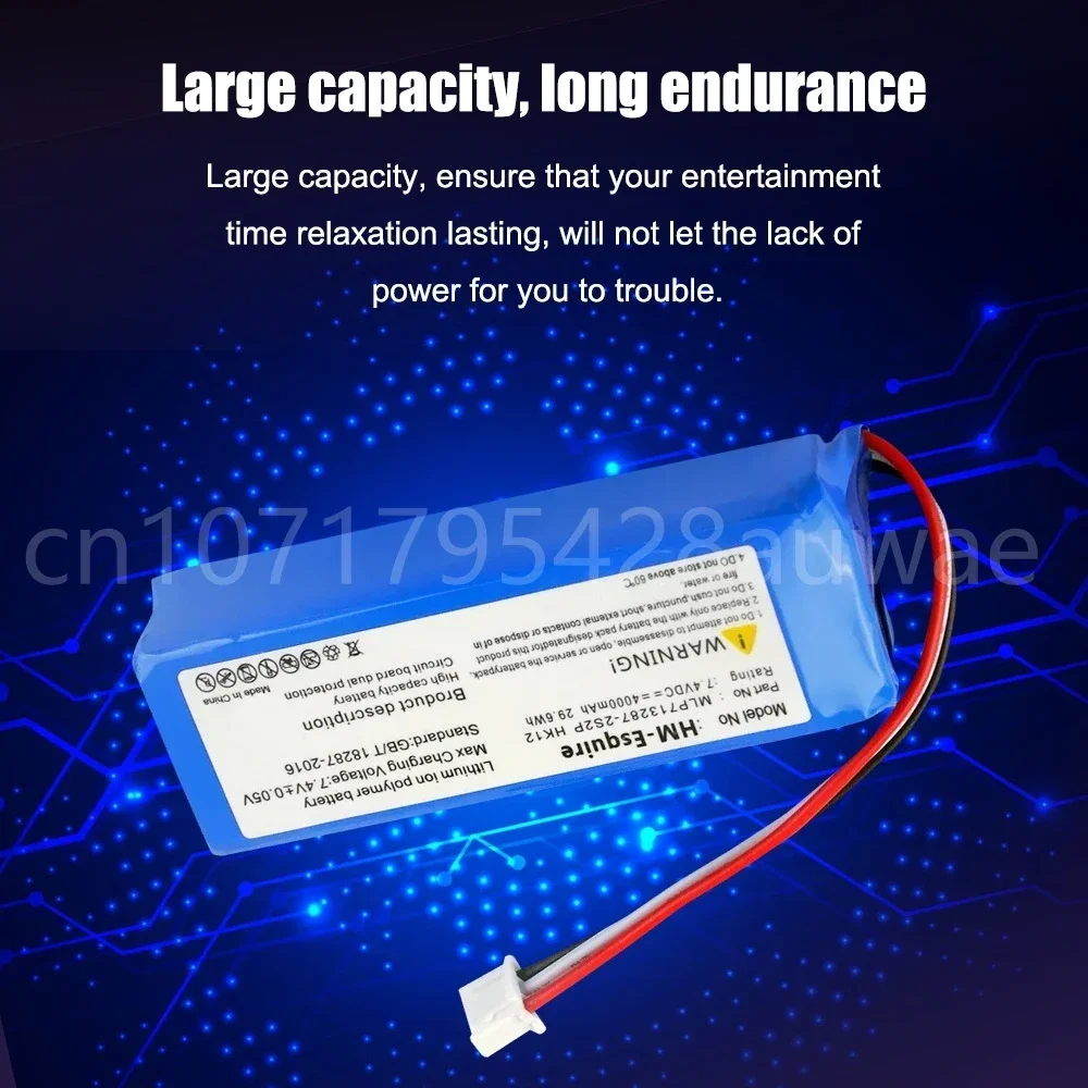 4000mAh 7.4V 29.6Wh MLP713287-2S2P HK12 Rechargeable Li-Ion Battery Replacement for Harman Kardon Esquire Speaker