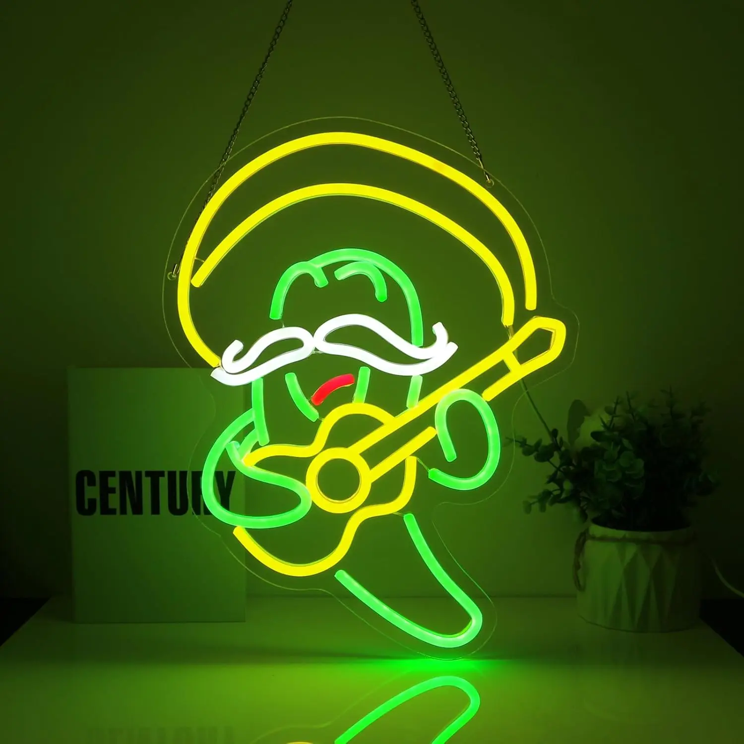 

Cactus Guitar Neon Sign Led Lights Neon Signs for Wall Decor 5/12V USB with Dimmable Light Up Sign for Birthday Party Club Gift