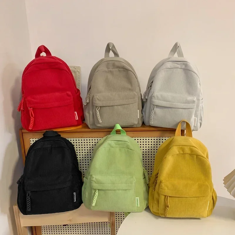 Zaini Casual in velluto a coste con cerniera tinta unita versatili 2024 nuove borse da donna di alta qualità Simplicity Bolsas Para Mujeres