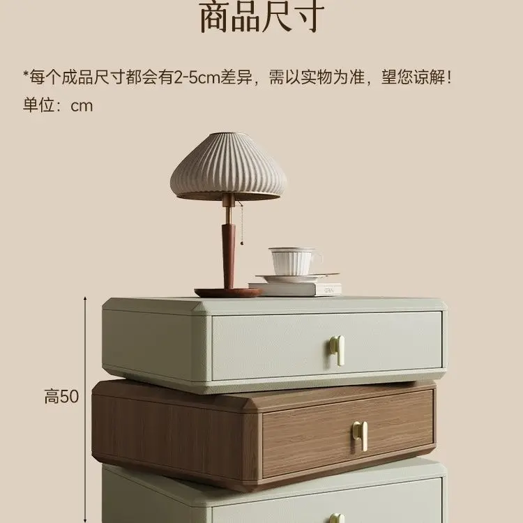 Cream bedroom three-layer rotatable bedside table bedside table simple modern light luxury creative home