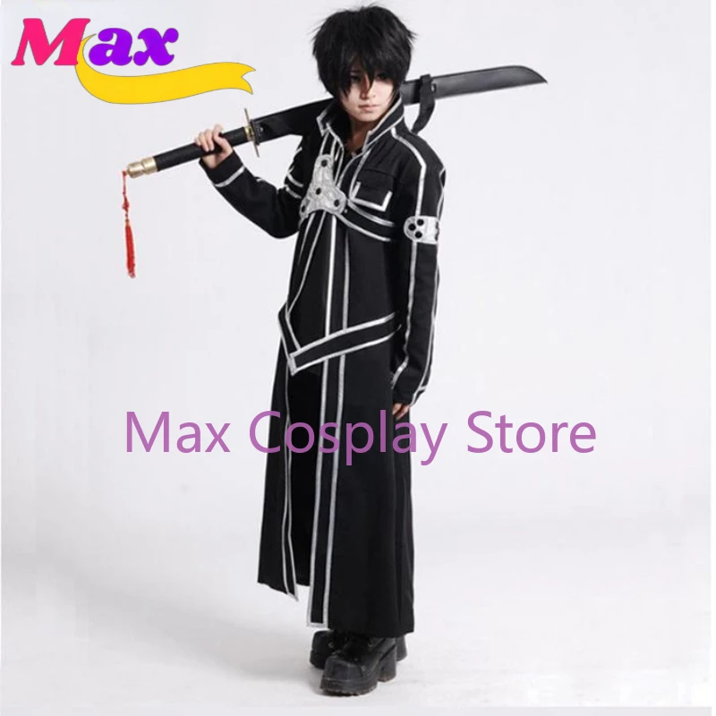 Max Cosplay Costume Kirigaya Kazuto Robe Anime SAO Kirito Long Overcoat Trench