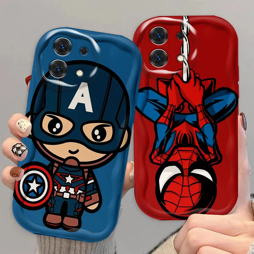 Marvel Iron Groot Spider man Cover 3D Wave Phone Case For Xiaomi Redmi NOTE 13 12 12S 11 11S 10 10T 9 8 Pro White TPU Case Funda