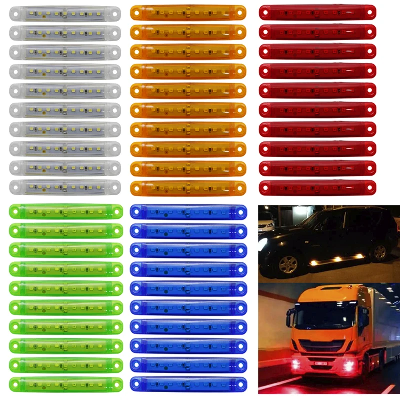 

5PCS/10PCS 12V-24V Led Side Marker Indicator Car Lights Front Rear for Trucks Cab RV Trailer Amber/Red/White/Green/Blue