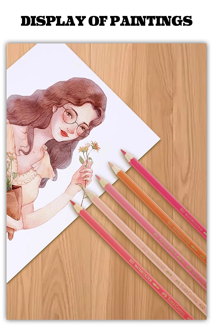 Faber Castell 5 Stück farbige Buntstifte mit 4 mm Kern, wasserlöslicher und öliger Bleistift zum Zeichnen von Künstlern, Skizzieren, Porträt, Kunstbedarf – Detail 9