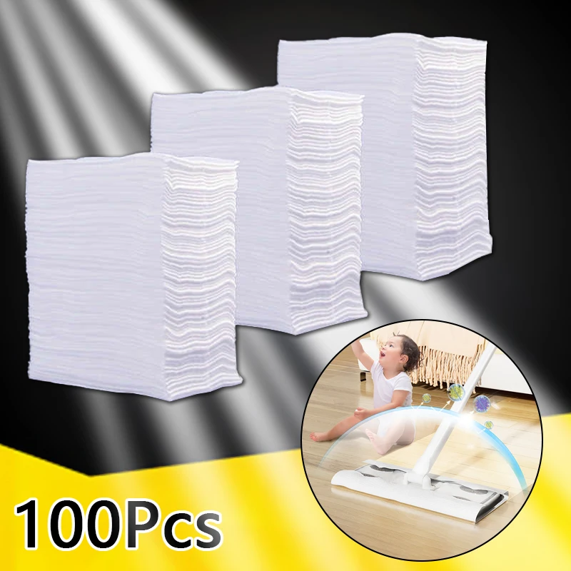 100 Pcs Disposable Electrostatic Dust Removal Mop Paper Kitchen Bathroom Cleaning Cloth Automotive Interior Dust Removal Paper